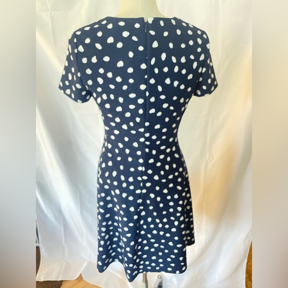 Elegant Navy Polka Dot Dress women’s size 8 - Picture 3 of 9